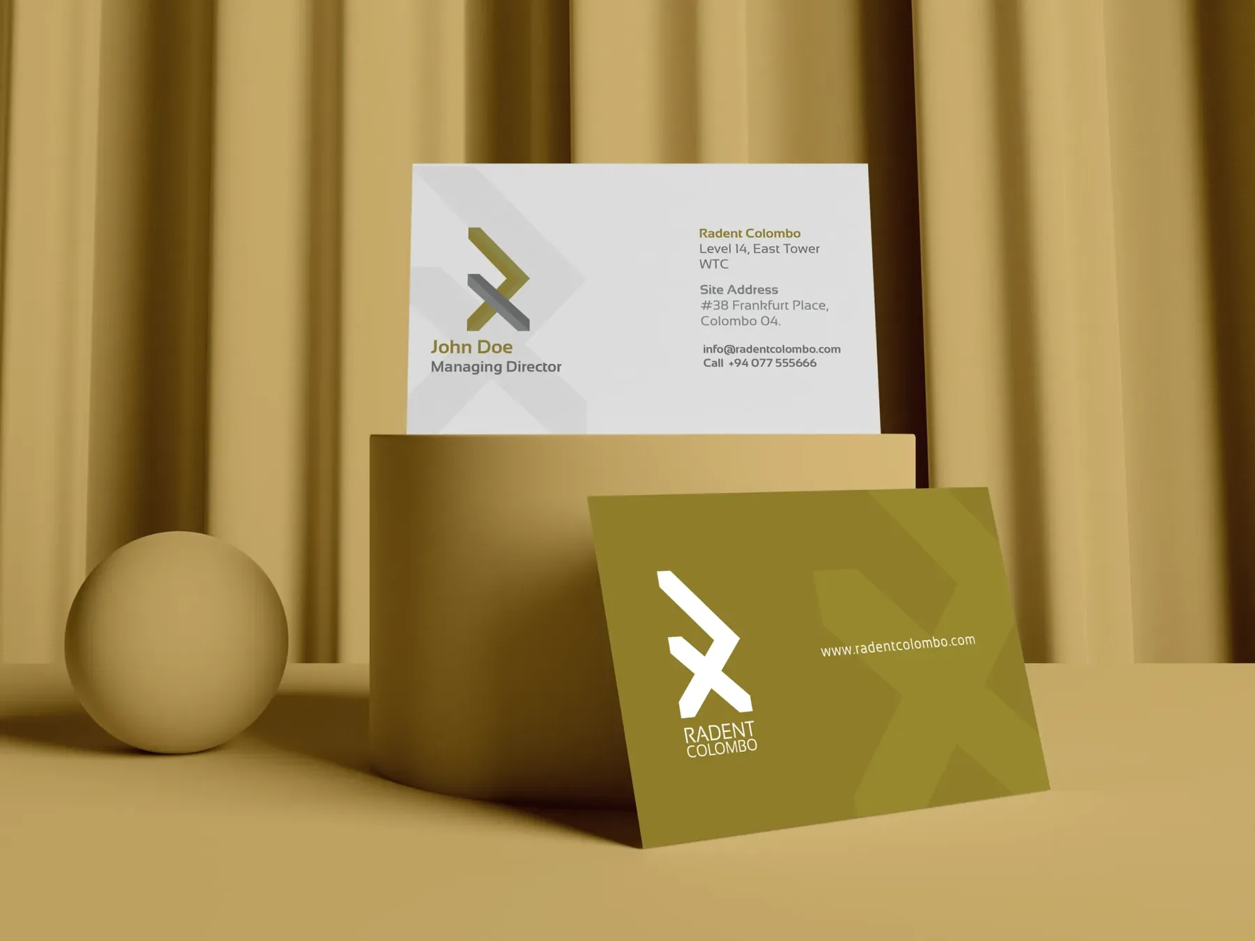 Radent Colombo, stationery design, view 1