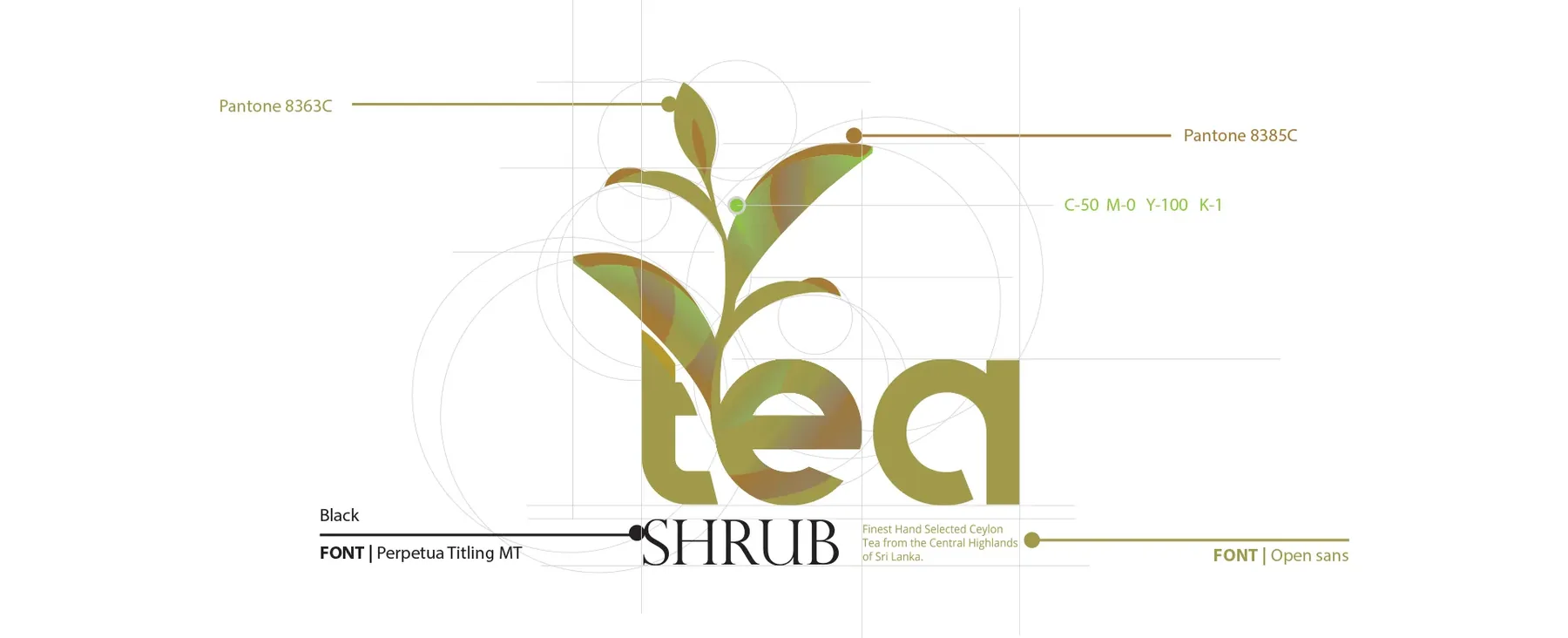 Tea Shrub, fonts and colours, view 1